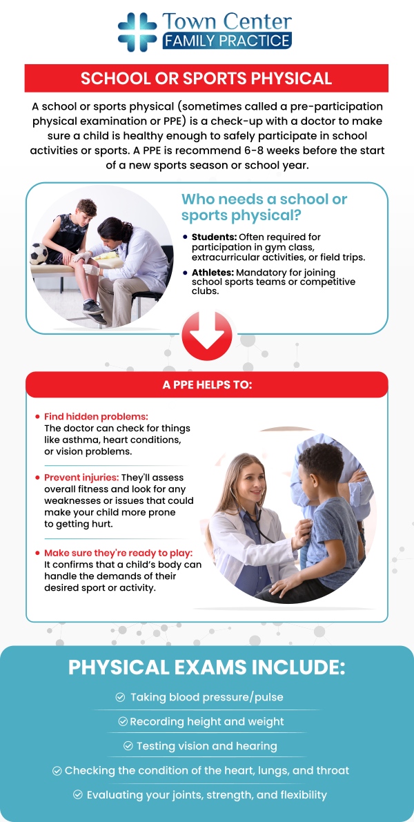 Dr. Neetu Singh and the team at Town Center Family Practice in Orange City, FL, provide thorough school physicals. Services include health exams, sports clearances, and up-to-date vaccinations to ensure students are ready for a healthy school year. For more information, contact us or book an appointment online. We are conveniently located at 1642 N. Volusia Ave, Orange City, FL 32763.